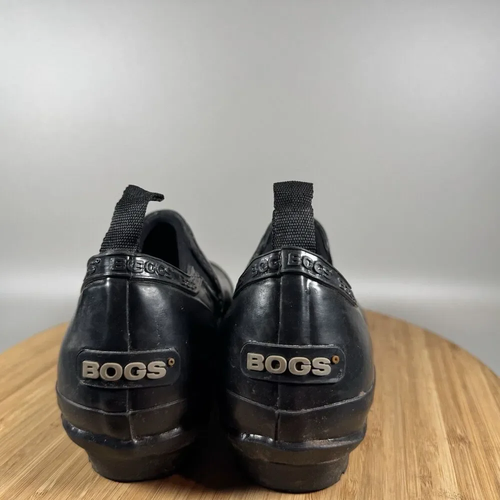 S Bogs Womens Rue Slip On Waterproof‎ Rain Shoes Size 6 Black
